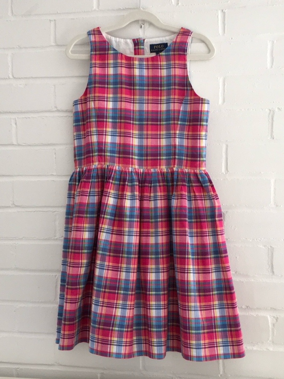 New Girls Size 10 Classic Polo/Ralph Lauren Pink Plaid Sleeveless Summer Dress